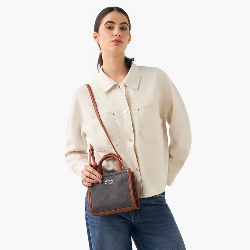 ساشا Monogram Print Crossbody Bag for Women